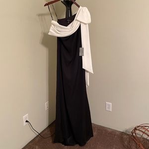 Tadashi Shoji Cassia Bow Shoulder Crepe Gown- Size 2